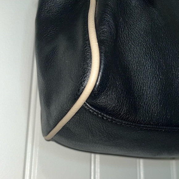 Franco Sarto Soft Leather with Chain, Creamy Tan and Black, Purse Tote - Picture 11 of 16